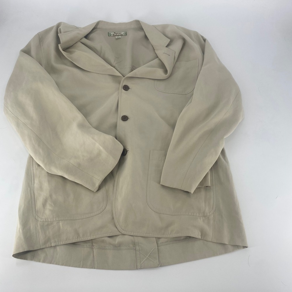 Tommy Bahama Mens XXL Silk Linen Chore Jacket Tan Khaki 3 Button Blazer Coat